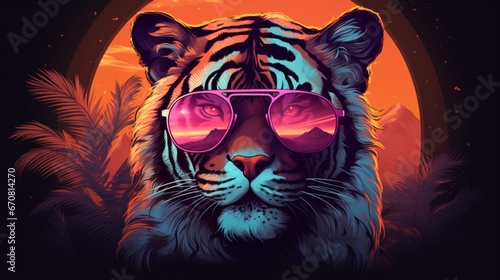 tiger with sunglasses photo