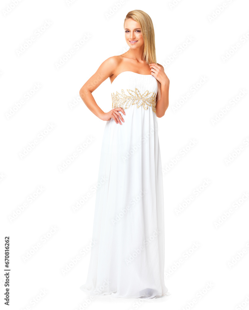 Fashion, portrait and happy woman in prom dress isolated on a transparent png background. Confidence, designer and model with luxury gown, clothes for party and wedding in Switzerland with a smile. Fashion, portrait and happy woman in prom dress isolated on a transparent png background. Confidence, designer and model with luxury gown, clothes for party and wedding in Switzerland with a smile.