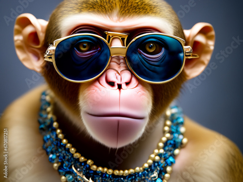 scimmia ricca gioielli occhiali da sole photo