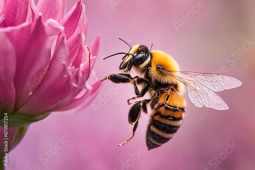 A bee on a flower represents the beauty and importance of pollinators in the natural world. © Kisada