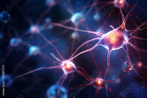 Neurons brain cells medical background  artificial neural network technology science medical cloud computing concept illustration
