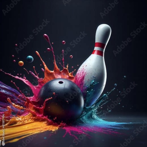 bowling ball hitting pin with splash