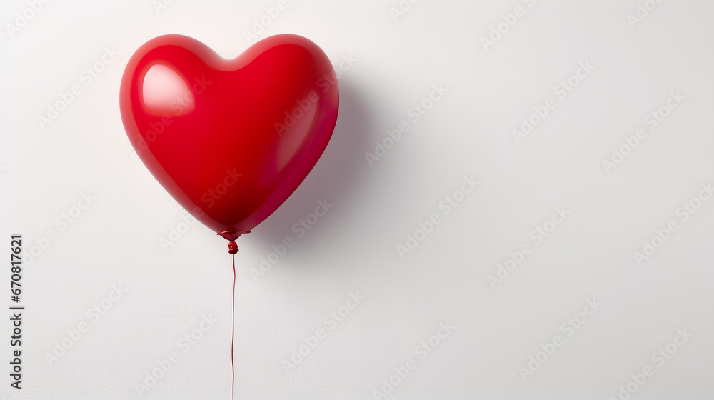 Red heart balloon on white background. 