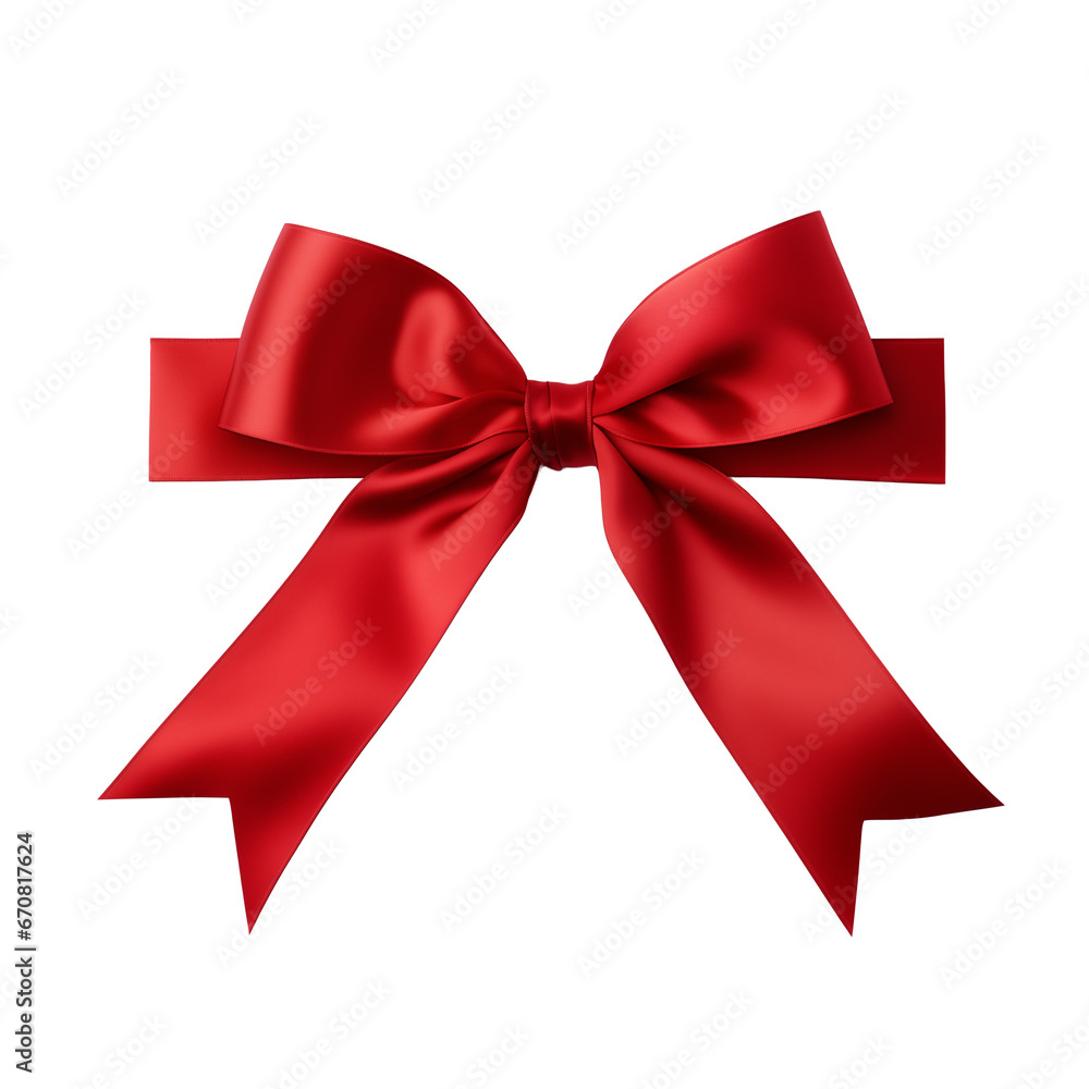 Christmas ribbon - red bow decoration isolated on transparent background Christmas ribbon - red bow decoration isolated on transparent background