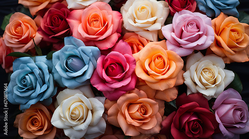 Beautiful multicolored roses pattern background. 