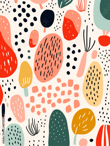 Winter lines dots shapes floral seamless pattern background. Good for fashion fabrics, children’s clothing, T-shirts, postcards, email header, wallpaper, banner, posters, events, covers, and more.