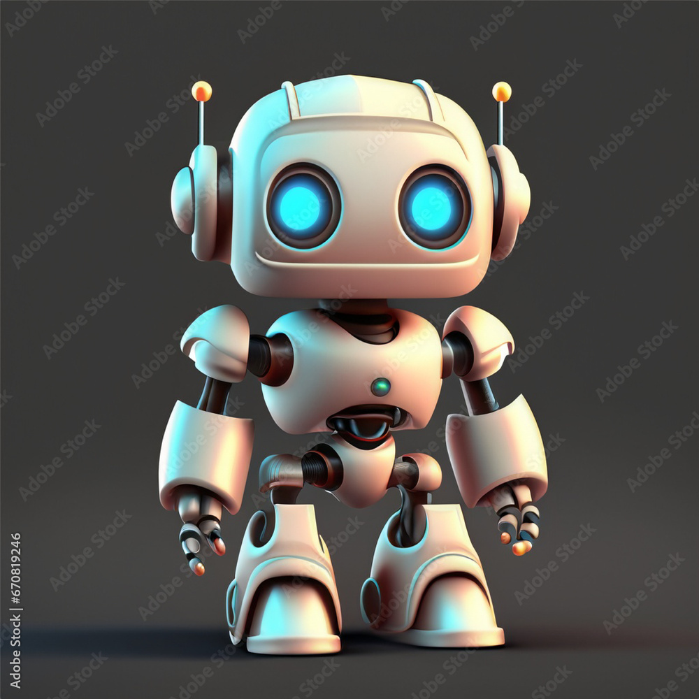 cute Ai 3D robot with a plain black background cute Ai 3D robot with a plain black background