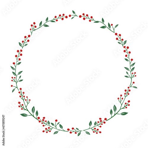 Wallpaper Mural Holiday seaason Red berries vector illustration. Botanical circle Botanical frame design.Hand-drawn style.	 Torontodigital.ca