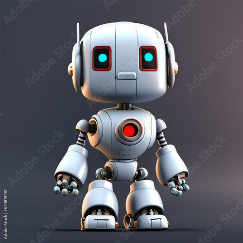 cute Ai 3D robot with a plain black background © masantocreative