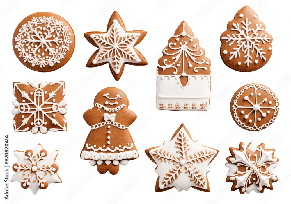 gingerbread cookies set isolated on white gingerbread cookies set isolated on white