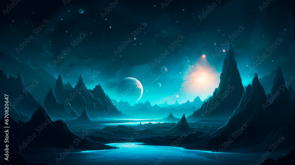 beautiful futuristic space night background	