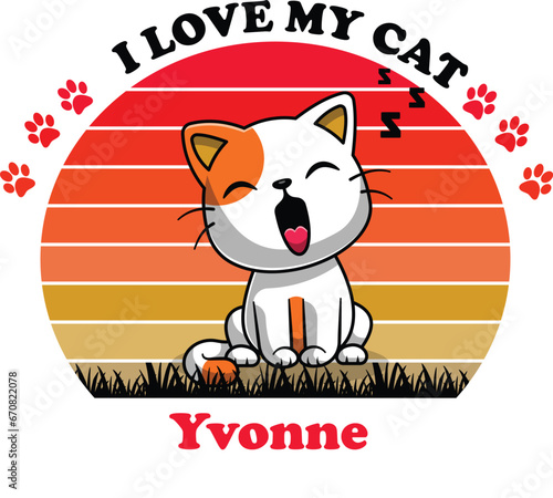 Yvonne Is My Cute Cat, Cat name t-shirt Design photo