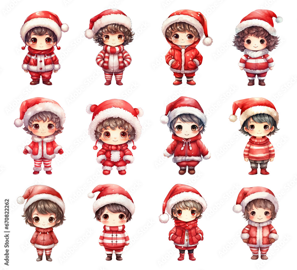 Watercolor Christmas Elements. Set of Clipart Cute Boys in Christmas Suit. Adorable Boy in Christmas Theme. Watercolor Christmas Elements. Set of Clipart Cute Boys in Christmas Suit. Adorable Boy in Christmas Theme.