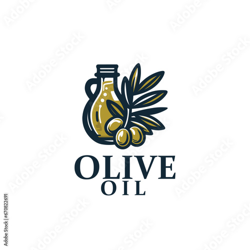 Vector natural olive oil logo design template 