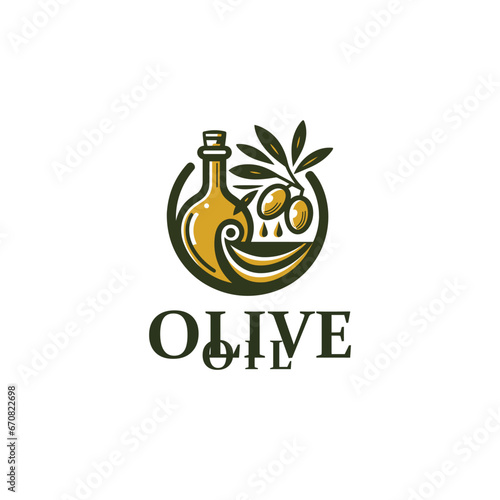 Vector natural olive oil logo design template 