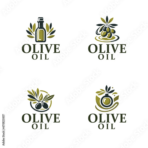 Vector natural olive oil 4 logo template set 