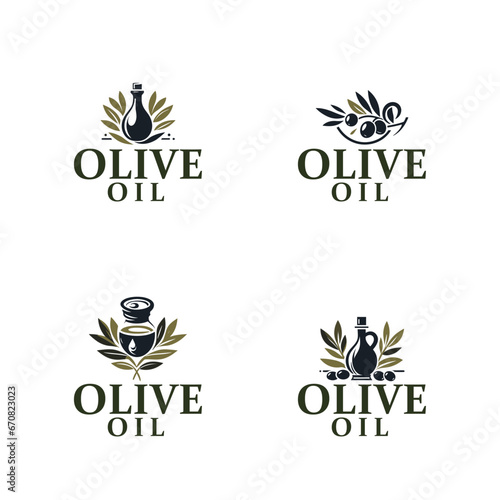 Vector natural olive oil 4 logo template set 