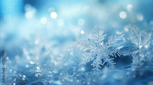 Delicate snowflakes lay on a frosty surface, each with its distinct design and pattern. 