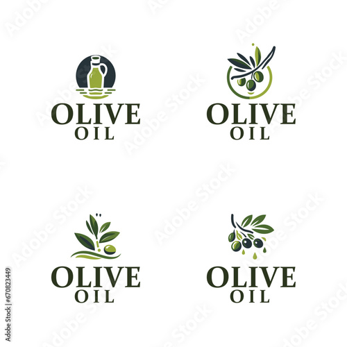 
Vector natural olive oil logo design template set 