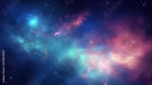 Abstract Space background panoramic  realistic nebula and shining stars.AI generated