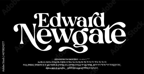 Elegant Font Uppercase Lowercase and Number. Classic Lettering Minimalist Typography fonts regular for fashion, sport, technology, digital decorative vintage concept. vector illustration