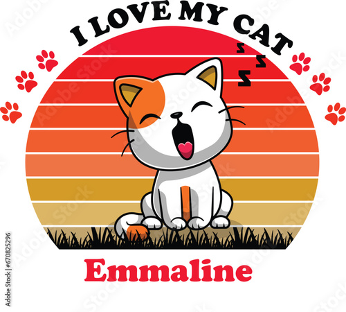 Emmaline Is My Cute Cat, Cat name t-shirt Design photo