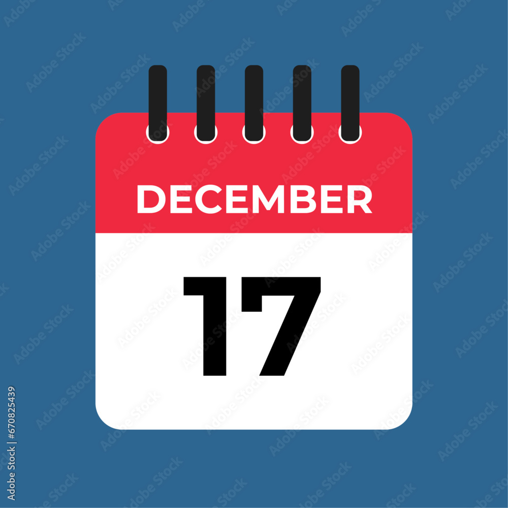 december 17 calendar reminder. 17 december daily calendar icon template. Calendar 17 december icon Design template. Vector illustration
december 17 calendar reminder. 17 december daily calendar icon template. Calendar 17 december icon Design template. Vector illustration