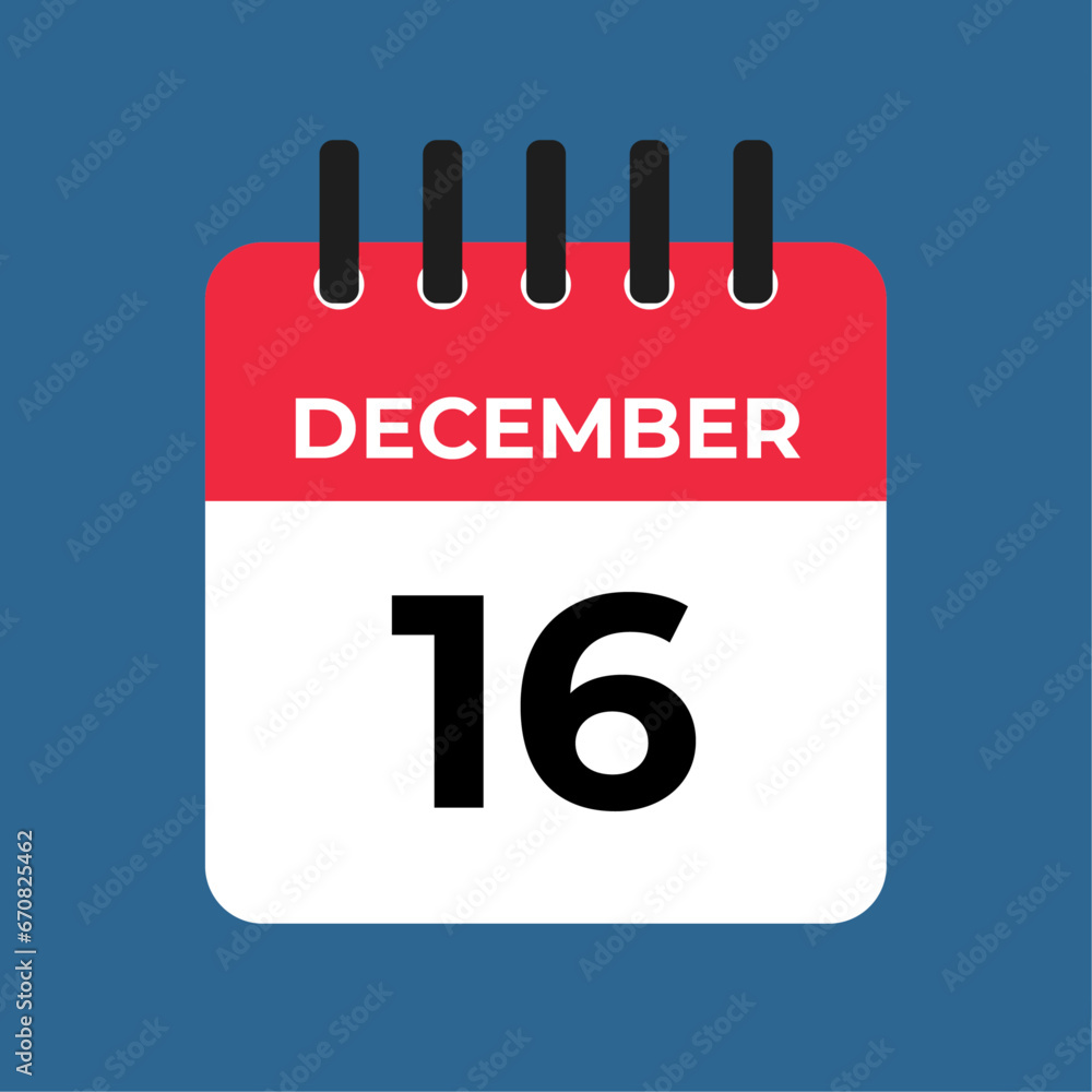 december 16 calendar reminder. 16 december daily calendar icon template. Calendar 16 december icon Design template. Vector illustration
december 16 calendar reminder. 16 december daily calendar icon template. Calendar 16 december icon Design template. Vector illustration