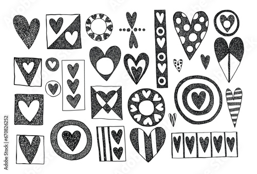 Hearts vector illustration hand drawn cliparts
