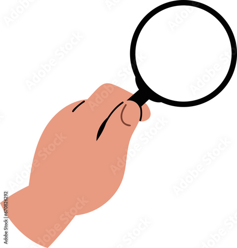 Hand gesture holding magnifying glass vector