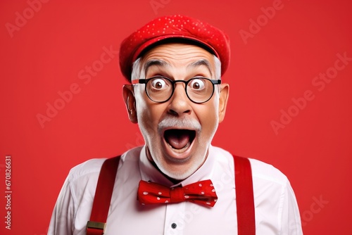 Surprised Old Hipster Man i...