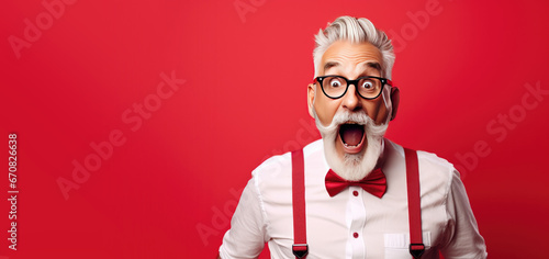 Surprised Old Hipster Man i...