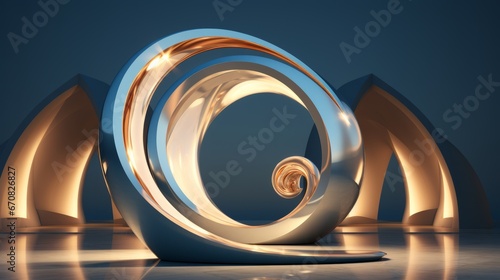 Obraz na płótnie Captivatingly crafted, the sculpture radiates with a luminous spiral, evoking a mesmerizing sense of wonder and contemplation through its play of light and reflection w salonie