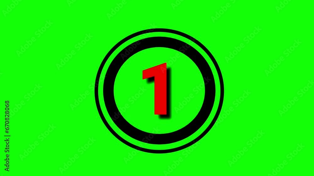 Animated video countdown from 5 to 1 on a green background Animated video countdown from 5 to 1 on a green background