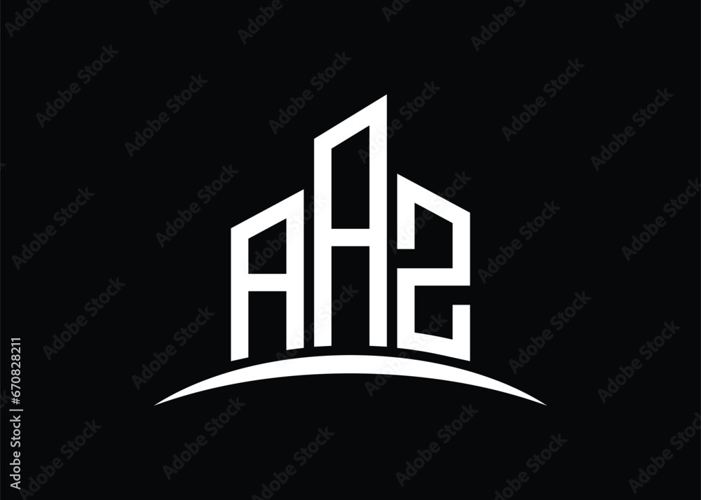 Letter AAZ building vector monogram logo design template. Building Shape AAZ logo. Letter AAZ building vector monogram logo design template. Building Shape AAZ logo.