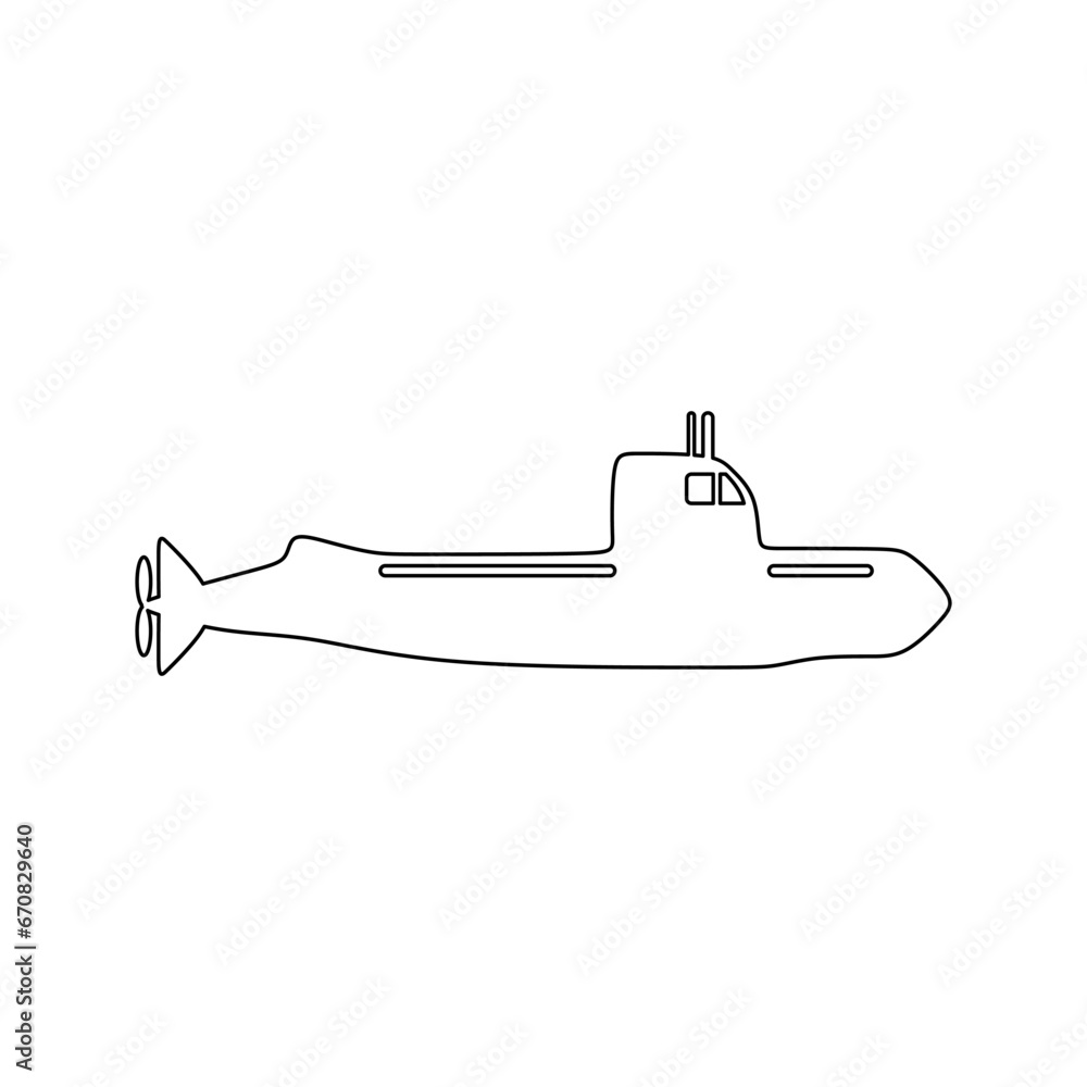Military Submarine in outline flat icon. War design element vector illustration in trendy style. Editable graphic resources for many purposes. Military Submarine in outline flat icon. War design element vector illustration in trendy style. Editable graphic resources for many purposes.