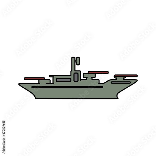 Battleship or Warship in lineal color flat icon. War design element vector illustration in trendy style. Editable graphic resources for many purposes.