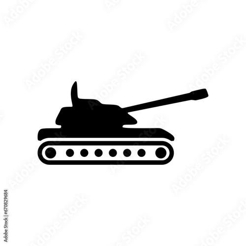 Military tank in silhouette flat icon. War design element vector illustration in trendy style. Editable graphic resources for many purposes.