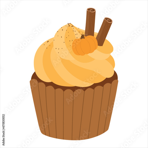 Pumpkin cupcake with cream