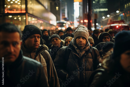 big crowd of people in the city street night