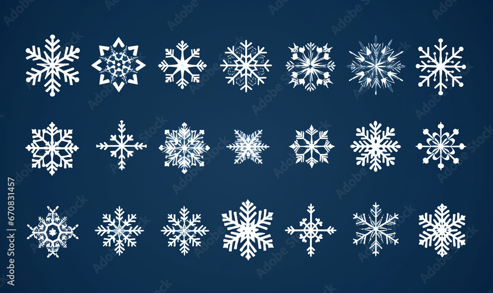 Set of cartoon snowflakes for greeting card or stickers. Beautiful set blue snowflakes. New year design elements, frozen symbol. Snowflakes, Christmas snow, blizzard. Digital illustration. Set of cartoon snowflakes for greeting card or stickers. Beautiful set blue snowflakes. New year design elements, frozen symbol. Snowflakes, Christmas snow, blizzard. Digital illustration.