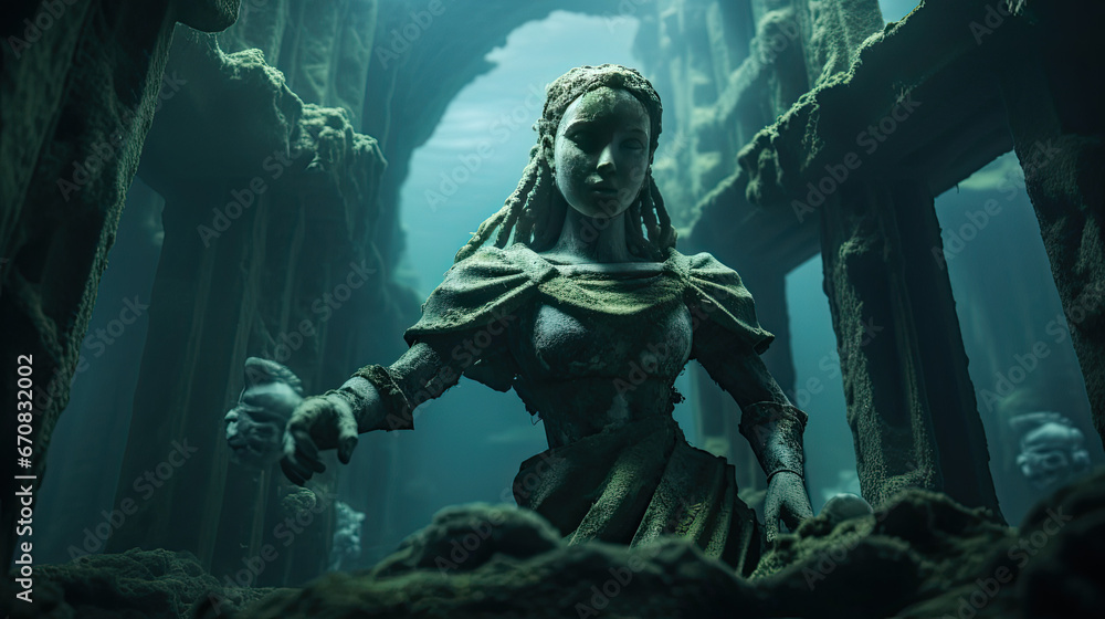 Fototapeta premium Athena statue in atlantis city