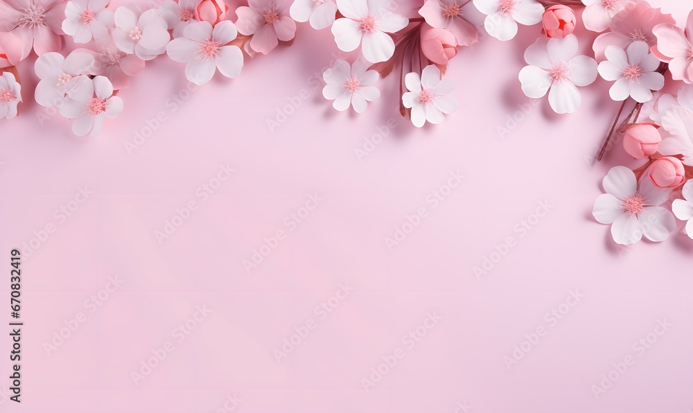 pink cherry blossoms on pink background