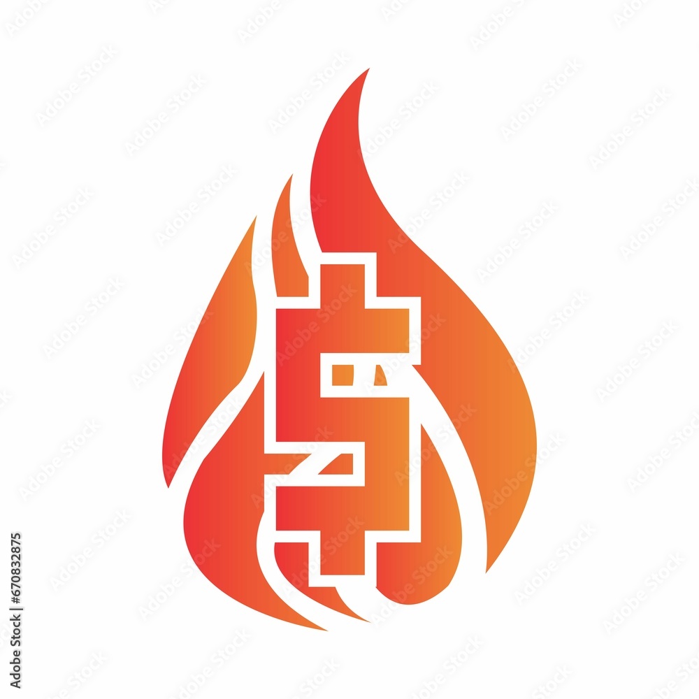 dollar icon covered in flames dollar icon covered in flames