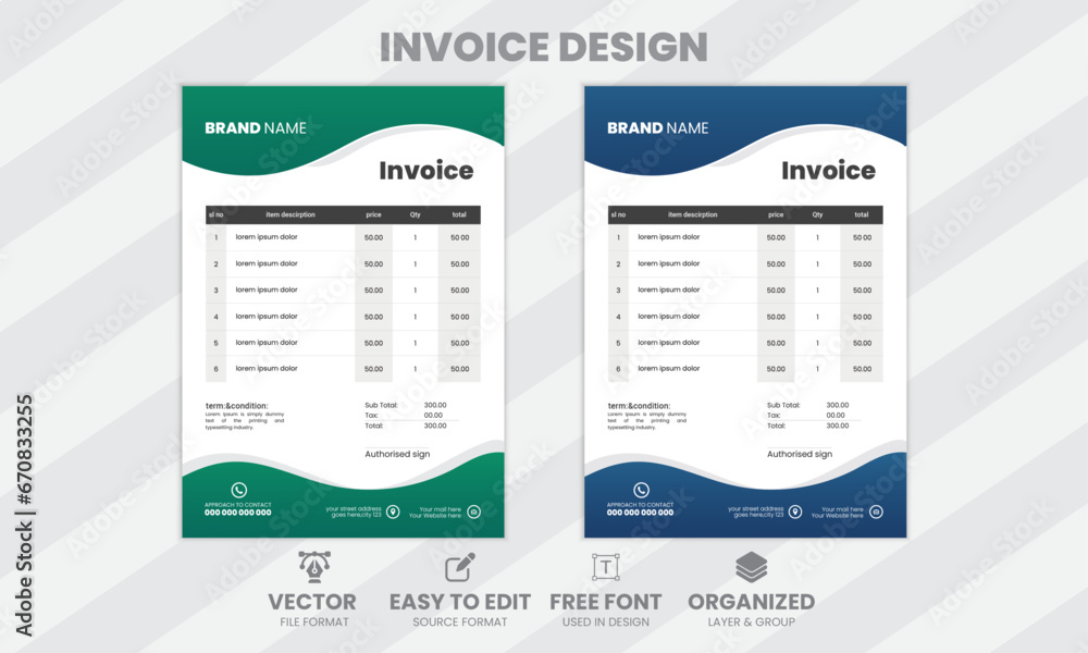 Obraz premium simple and minimal invoice design template.