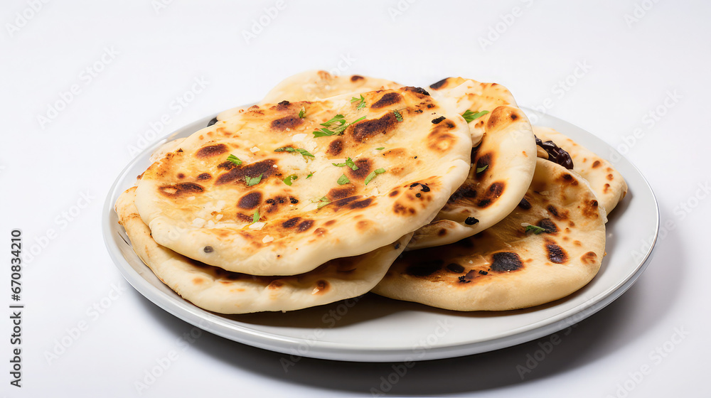 Stack of Naan bread on a plate Without Png transparent background