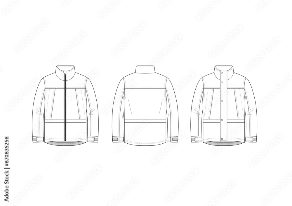 スタンドカラージャケットのハンガーイラスト/メンズジップアップ