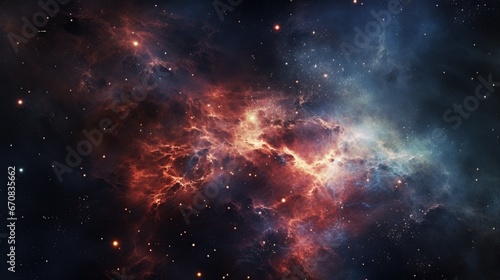 Abstract Space background panoramic, realistic nebula and shining stars.AI generated