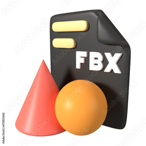 FBX File Extension 3D Illustration Icon photo