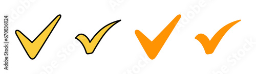 Check mark icon set for web and mobile app. Tick mark sign and symbol
